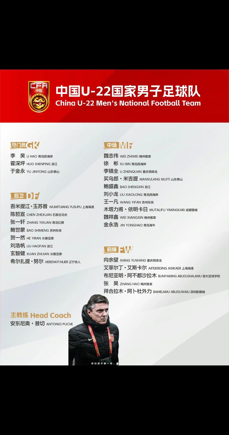 中国男足国家队队员名单简介