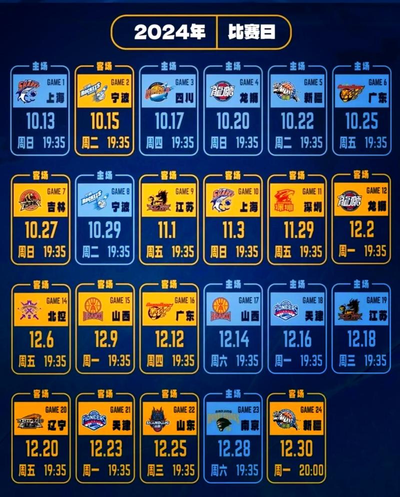 cba男篮比赛日程